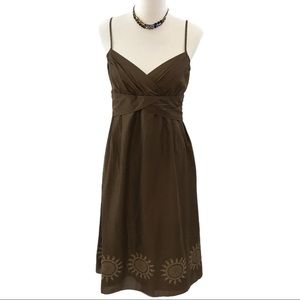 Ann Taylor Loft Brown Empire Waist Cotton Spaghetti Strap Dress US Size 6